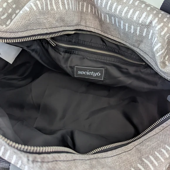 Gray Patterned Canvas Duffle Bag - Picture 10 of 15